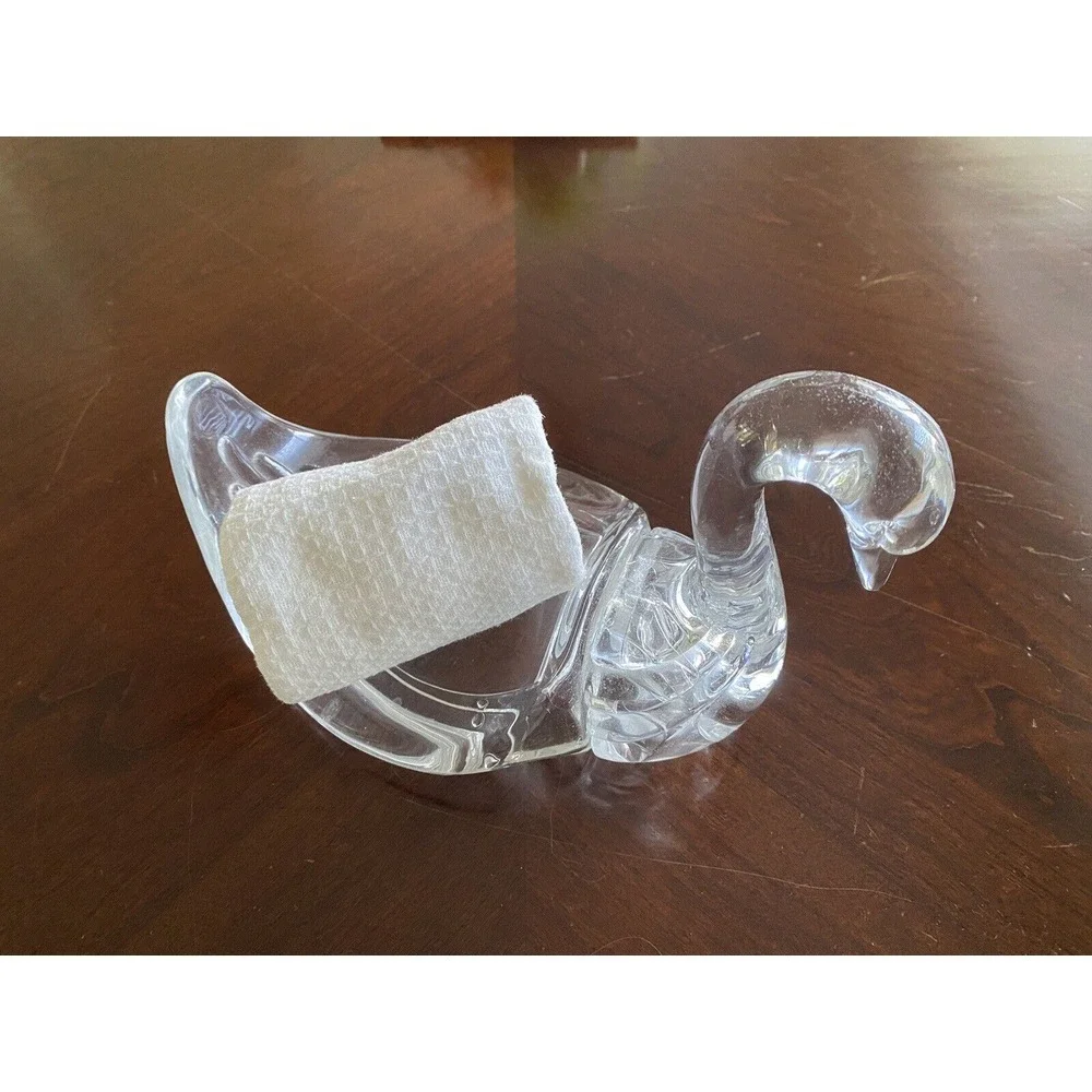 Vintage MCM Lucite‎ Clear Swan Towel Soap or Flower Holder 9